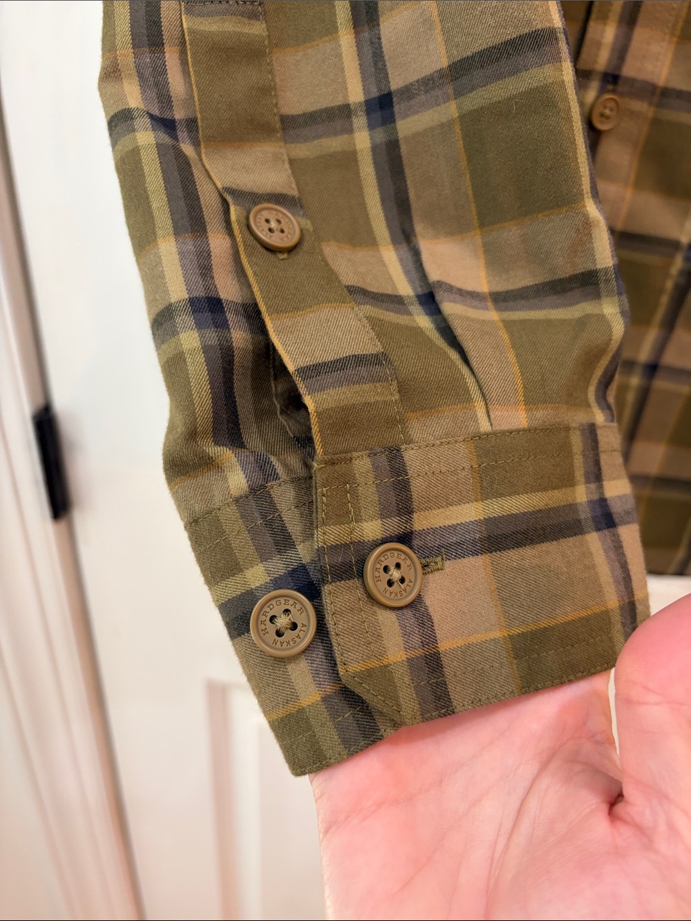 Olive Plaid Button-Down Shirt - Picture 6 of 7